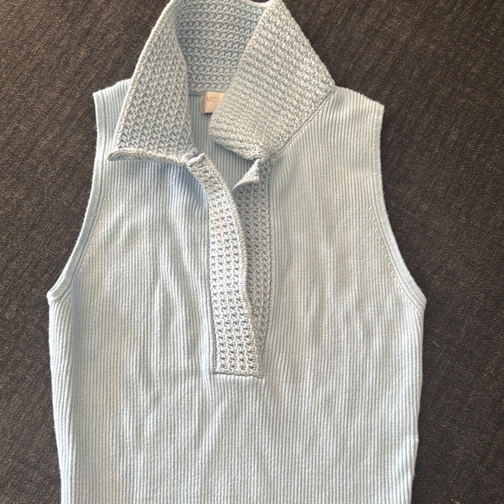 Light Blue Sleeveless Knit Top